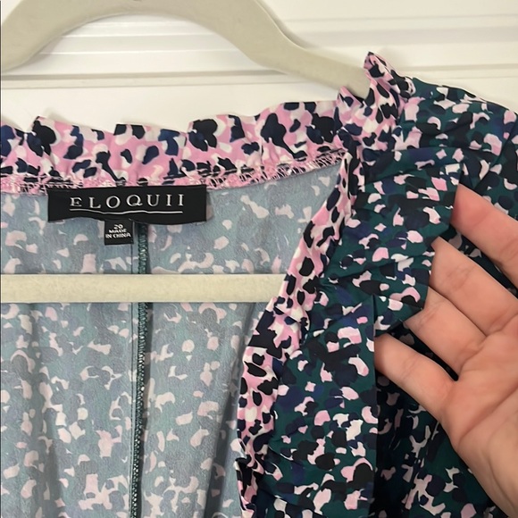 Eloquii Floral Wrap Dress - Pink and Green - Picture 2 of 5